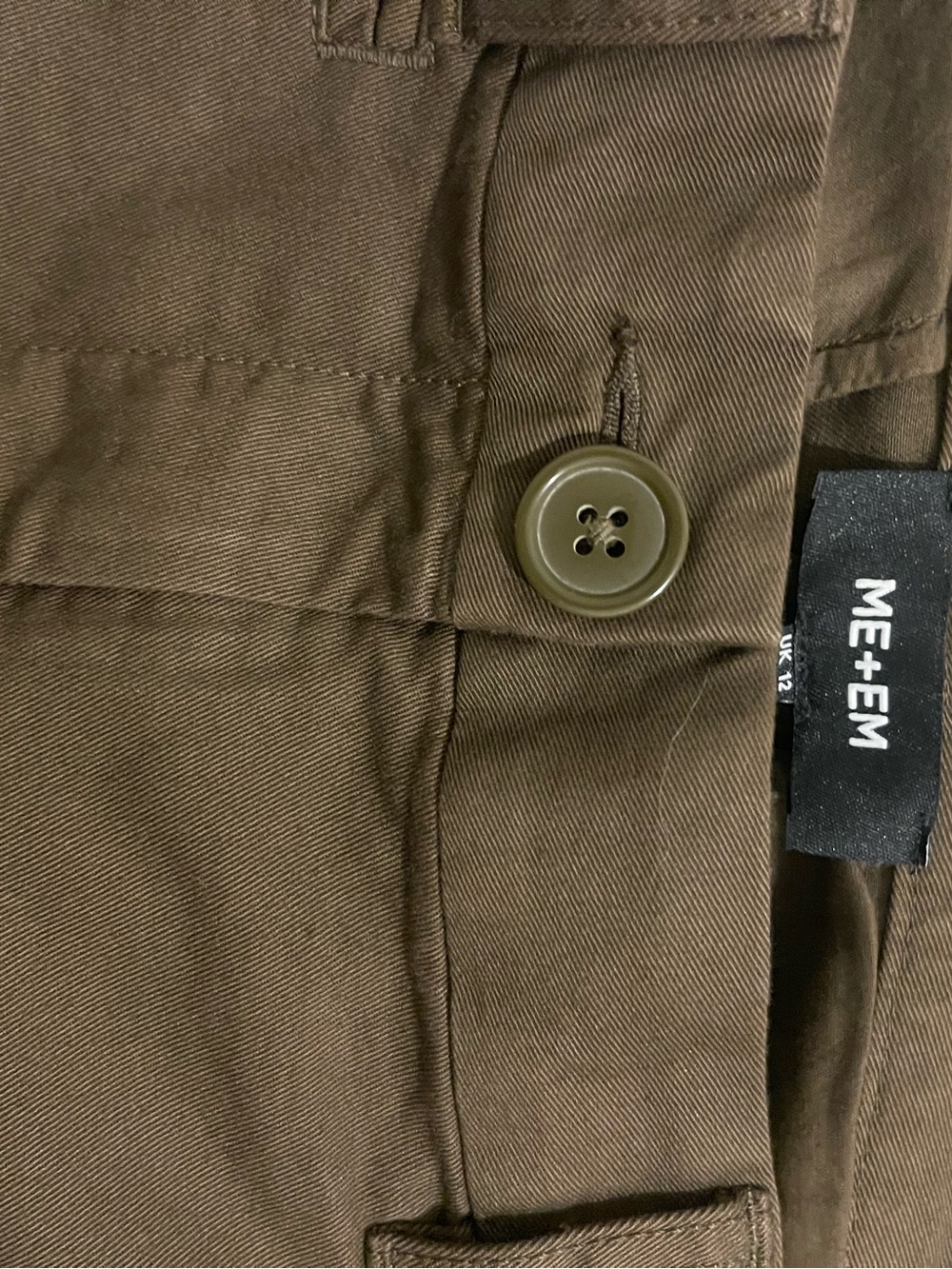 ME+EM Olive Cropped Cuffed Chino Trousers Women’s UK 12/US 8 - Picture 3 of 3